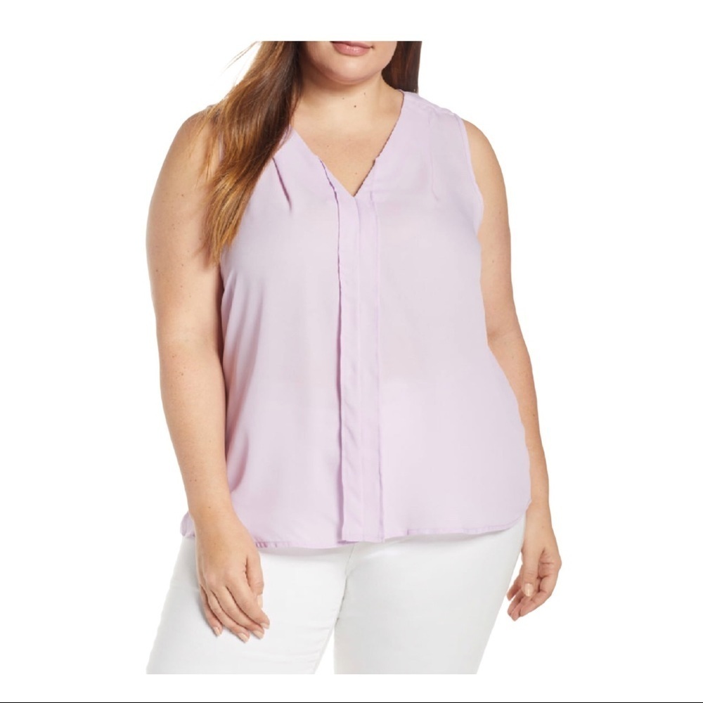 Bobeau Alison Pleat Front V-neck Top Size 3X